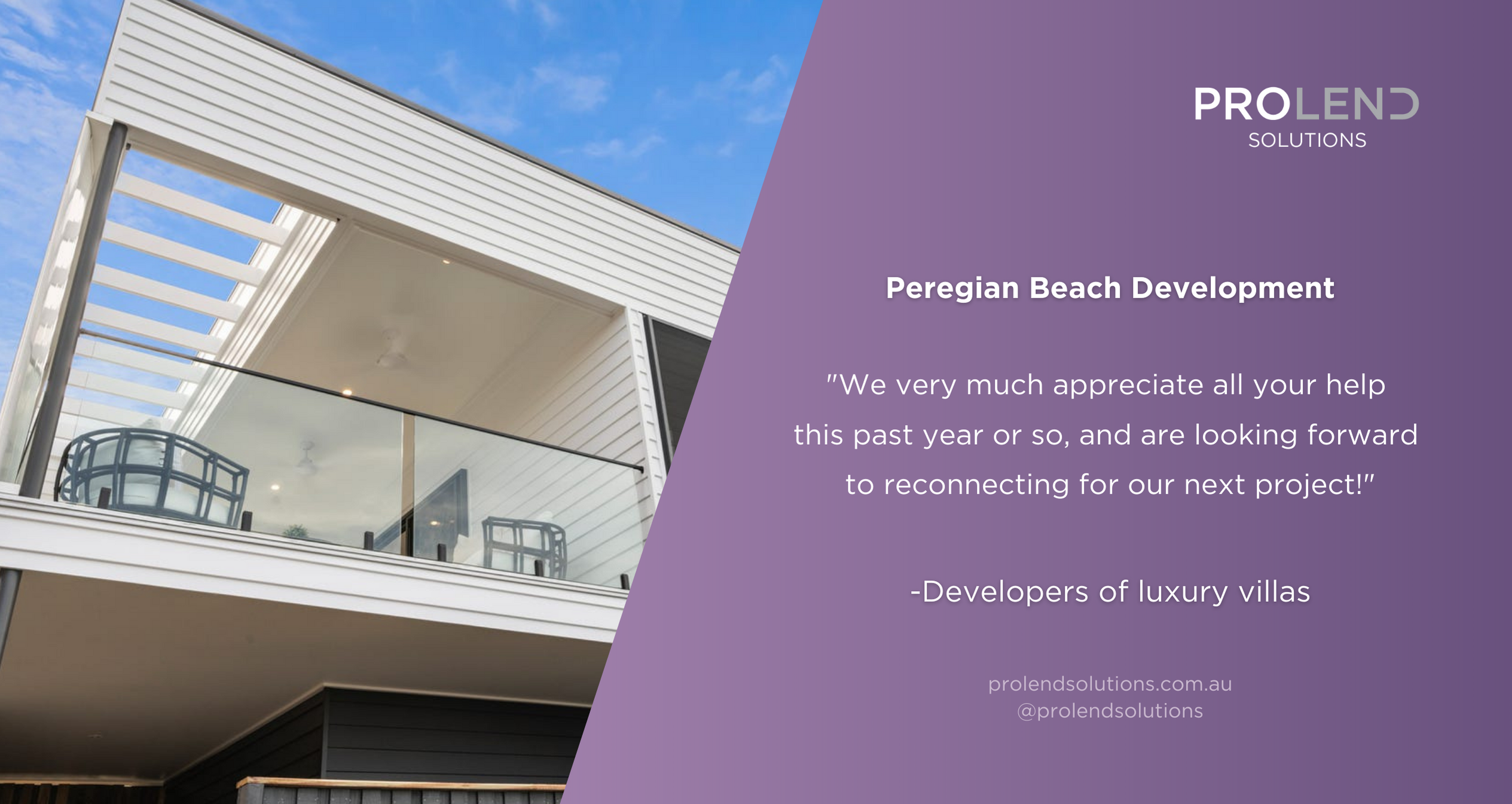 Peregian Beach Development - Customer Testimonial - We very much appreciate all your help this past year or so, and are looking forward to reconnecting for our next project!